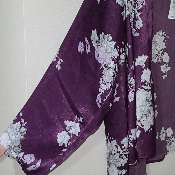 Purple Floral Dressy Kimono - Picture 3 of 3